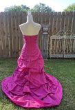 Pink Retro Elegant Tube Top Exquisite Rhinestone Long Ball Gown Evening Dress HZ1023