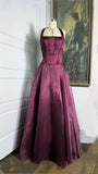 Burgundy red vintage elegant shiny beaded long tulle Prom Gown evening dress party dress HZ1023